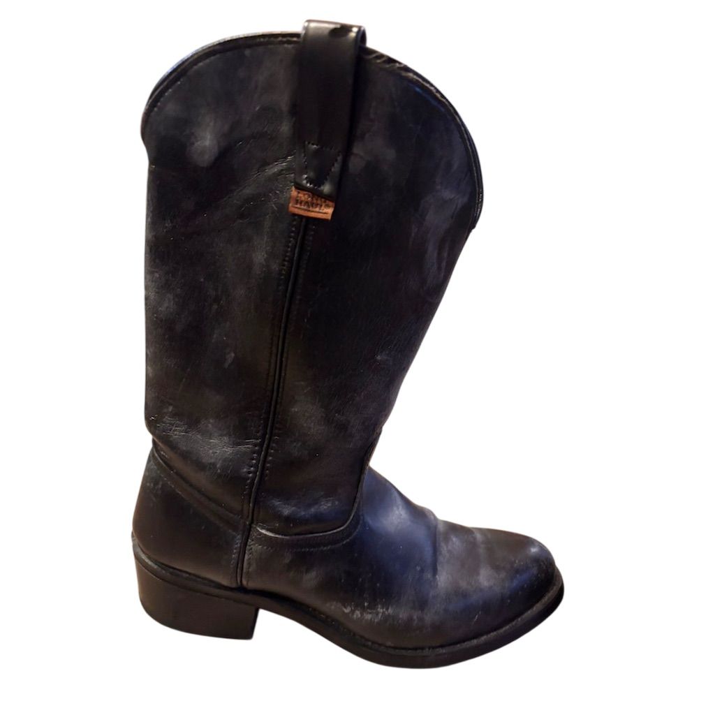 Long Haul Men's Black Leather Western Cowboy Boots Size 9.5
